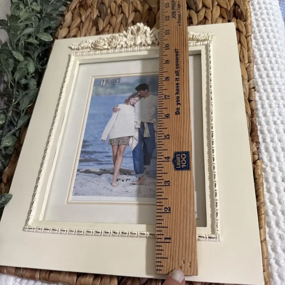 Melannco Ivory Ornate Picture Frame 8x10 5x7 Matted Floral Glass Frame NOS
